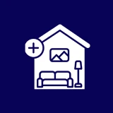 Home icon with furniture symbols