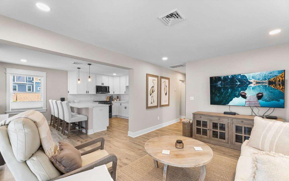 Modern open-concept living room and kitchen