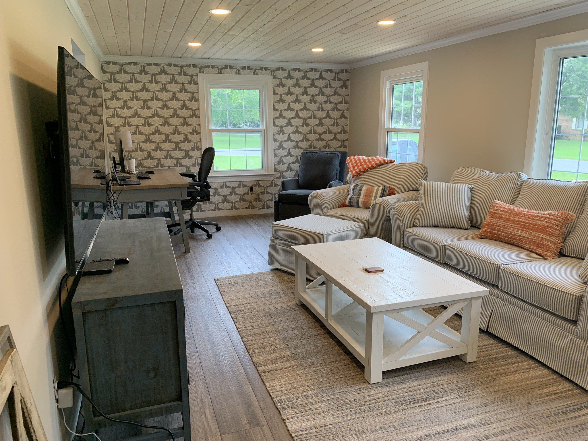 Cozy living room with sofa and coffee table